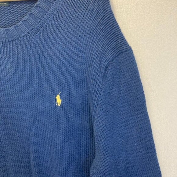Polo Ralph Lauren Heavy Knit Sweater Mens XXL Blue Cotton Preppy Crew Old Money - Picture 6 of 13